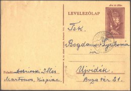 HUNGARY - VOJVODINA - OCCUPATION CARD - MARTONOS = MARTONOŠ To UJVIDEK - 1942 - Briefe U. Dokumente