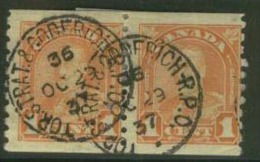 CANADA 1930 1c Orange KGV COIL Pair SG 304 U ED174 - Coil Stamps