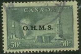 CANADA 1949 50c Green Oil OHMS SG O177 FU ED213 - Overprinted