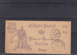 Porugal - Açores - Entier Postal De 1894 - Oblitération Ponta Delgade - Voir Petit Cachet Rond - Andere & Zonder Classificatie