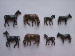 Lot De 8 Figurines CHEVAUX POULAINS ANES HO 1/87 - Figurini & Soldatini