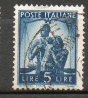 ITALIE  5l Bleu 1945-48 N°493 - Oblitérés