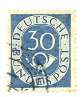 2-alef18. Sello Usado Alemania Federal. Yvert Nº 18. Básica. Cuerno Postal - Andere & Zonder Classificatie