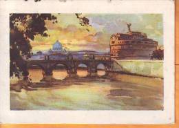 Italy  1958 Y  Traveled Postcard Roma Rome St Angelo Bridge And Castle - Castel Sant'Angelo