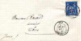 MER Loir Et Cher CAD Type 18 Sur 15 Cts Sage N° 90 11.8.1880 Sur Doc Ernest Simon - 1877-1920: Semi-moderne Periode