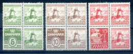 DENMARK - 1937 DYBBOL WINDMILL BLOCK OF 4 - Nuevos