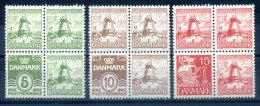 DENMARK - 1937 DYBBOL WINDMILL BLOCK OF 4 - Unused Stamps
