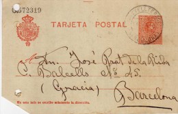 1741 Entero Postal Castelltersol 1912 Medallon Alfonso Xlll - 1850-1931