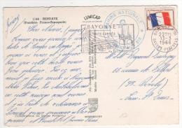 Timbre FM N° 13 , Cachet " Marine Nationale Service à La Mer " Sur Carte Multivue De Hendaye Du 13/03/66 - Poste Maritime