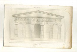 - ASIE MINEURE . TEMPLE A ASSOS. GRAVURE SUR ACIER 1ere1/2 XIXe S. - Architectuur