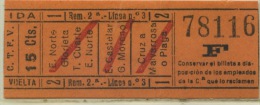 TICKET TRAM VALENCIA (ESPAÑA). // 1940-50 // (A6) - Europe