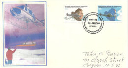 Histoire De L'Aviation En Antarctique ( 50 Ième Anniversaire Premier Vol En Antarctique) Lettre Base Mawson 1980 - Briefe U. Dokumente