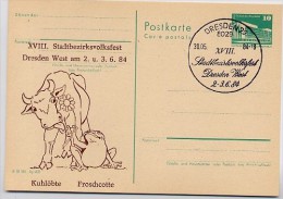 DDR P84-18-84 C73 Postkarte Zudruck KUH FROSCH Dresden Sost. 1984 - Private Postcards - Used