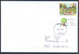 New Slovenia Slowenien 2014 Scouts Pfadfinder Cover: Fauna Fox Owl Sanil Fish Ant Canoeing, First Day Use + Vignette - Storia Postale