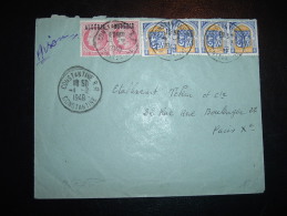 LETTRE POUR FRANCE TP CERES DE MAZELIN 1F SURCHARGE ALGERIE X2 + TP BLASON ALGER 1F X4 OBL. 1-2-1948 CONSTANTINE RP - 1945-47 Ceres Of Mazelin