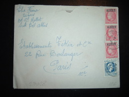 LETTRE POUR FRANCE TP MARIANNE D'ALGER 1F50 + TP CERES DE MAZELIN 1F SURCHARGE ALGERIE X3 OBL. 3-4-47 SIDI BEL ABBES - 1944 Marianne Van Algerije