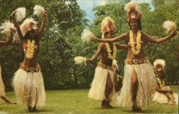 Thaiti- Postcard Writter And Circulated -Tahiti - Folklore Tahitian Dancers With The Group Heiva- 2/scans - Tahiti