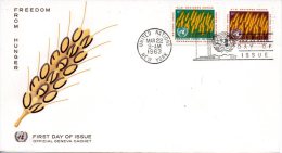 ONU New-York. N°112-3 De 1963 Sur Enveloppe 1er Jour (FDC). Campagne Mondiale Contre La Faim. - Contra El Hambre