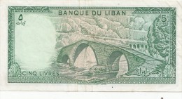 Billets -  B1205 - Liban  - 5 Livres ( Type, Nature, Valeur, état... Voir 2 Scans) - Libanon