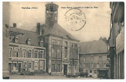 Cpa: 02 VERVINS Place Pascal Ceccaldi Et Hôtel De Ville (Voitures, Imprimerie L'Union Républicaine De L'Aisne) 1937 - Vervins