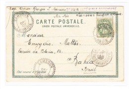 1903 - Levant -  Carte Postale De Samsoun Turquie Pour Bahia Brésil - Covers & Documents