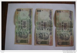 Lot De 3 Billets De 100 Roupies - Inde