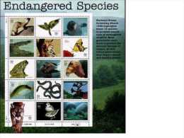 USA 1996 Endangered Species Sheet Of 20 $6.40 MNH SC 3105sp YV BF-2548-2562 MI SH2769-83 SG MS3240-54 - Sheets