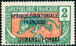 UBANGI-SHARI, OUBANGUI-CHARI, COLONIA FRANCESE, FRENCH COLONY, FAUNA, PANTERA, 1924, NUOVO (MNG), Scott 42 - Neufs