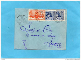 MARCOPHILIE-lettre AVION Cote D'ivoire-pour Françe -Cad DIVO-1950-3 B Stamps AOF N°33+36 - Covers & Documents