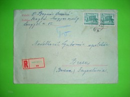 Hungary,registered Letter To Abroad,stationery Cover,Szeged Postal Label,Sarajevo Etranger Stamp,Beograd Inozemstvo Seal - Lettres & Documents