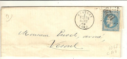 Lettre Entiere _ 20c Bleu - Chiffre 1028 _ 1869 - Cintrey (haute Saône) Vesoul (  Trés Bon état) - 1849-1876: Période Classique