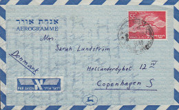 Israel Airmail Par Avion Postal Stationery Ganzsache Entier Aerogramme 1952 To Amager Denmark - Poste Aérienne