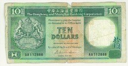 HONG KONG - 10 DOLLARS - TEN DOLLARS - AA112888 - HONG KONG SHANGHAI BANKING CORPORATION - Hongkong