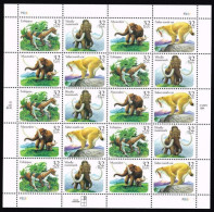 USA 1996 Prehistorics Animals Sheet Of 20  $ 6.40 MNH SC 3077-3080sp YV BF-2510-2513 MI SH2735-38 SG MS3212-15 - Feuilles Complètes