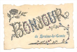 Bonjour De BRAINE - LE - COMTE - Carte Avec Paillettes  (Y317)b146 - Braine-le-Comte