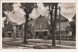 DRIESEN Hotel Schützenhaus Cafe Restaurant Drezdenko Kino ARAL Benzin Zapf Säule BV OEL 18.9.1935 Swastika - Neumark