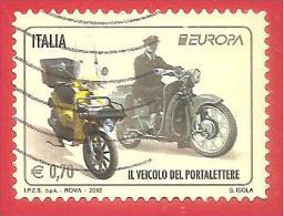 ITALIA REPUBBLICA USATO - 2013 - Europa - Motocicli Usati Per Servizio Postale - Veicolo Portalettere - € 0,70 - S. 3390 - 2011-20: Afgestempeld