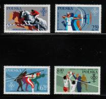 POLAND 1980 OLYMPICS LAKE PLACID USA & OLYMPICS MOSCOW RUSSIA SET OF 4NHM Horses Volleyball Archery Canoing Sking Sports - Invierno 1980: Lake Placid