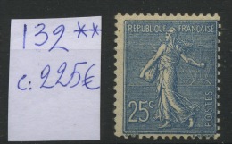 132 **  25c Semeuse Lignée    Cote 225 E  Sans Charnière - Unused Stamps