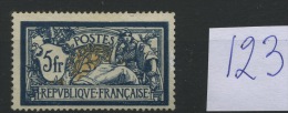 123 *   5F  Merson   Cote 100 E   Centrage Agréable - Unused Stamps