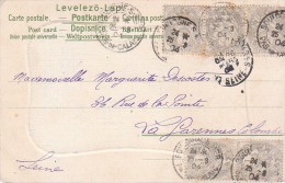 CPA Affranchissement Atypique Avec 5 1c Blanc - FRANCO DE PORT - 1900-29 Blanc