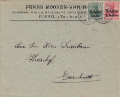 OVERPRINT BELGIAN CENTIMES STAMPS ON COVER, GERMANY - Zone Belge