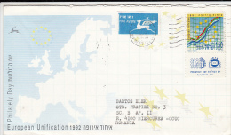 EUROPEAN UNIFICATION, SPECIAL COVER, 1992, ISRAEL - Brieven En Documenten