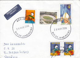 STAMPS ON COVER, NICE FRANKING, STADIUM, STADE, POPE,  2006, BRAZIL - Storia Postale