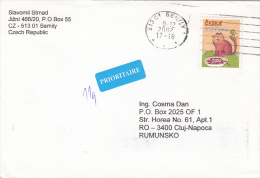 CAT AND MOUSE, STAMP ON COVER, 2002, CZECH REPUBLIC - Briefe U. Dokumente