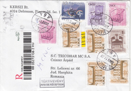 STAMPS ON REGISTERED COVER, NICE FRANKING, 2003, HUNGARY - Used Stamps