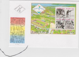 SPORT  - SOCCER FOOTBALL VOLLEYBALL ATHLETICS SHOOTING - ALAND FINLAND 1991 - FDC BLOCK 1 - Brieven En Documenten