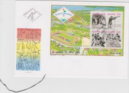 SPORT  - SOCCER FOOTBALL VOLLEYBALL ATHLETICS SHOOTING - ALAND FINLAND 1991 - FDC BLOCK 1 - Lettres & Documents