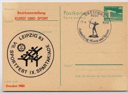 DDR P84-7b-83 C18-b Postkarte Zudruck KUNST UND SPORT DRESDEN Sost. Bogenschütze 1983 - Private Postcards - Used