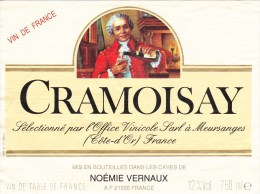 Etiquette De Vin CRAMOISAY - Caves Noémie VERNAUX Côte-d'Or - Bourgogne